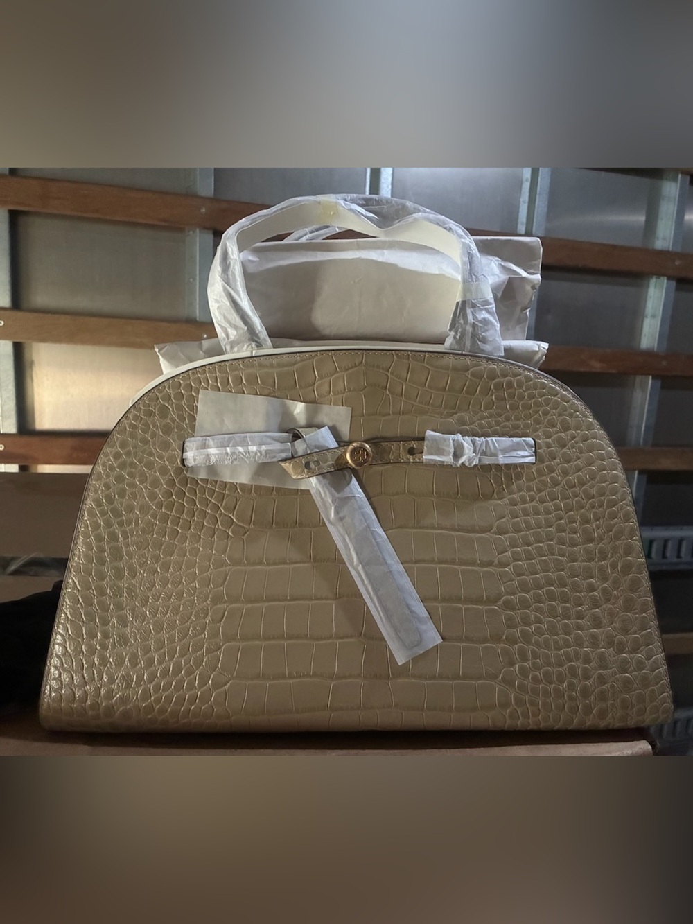 Tory Burch Romy Croc-Embossed Tote